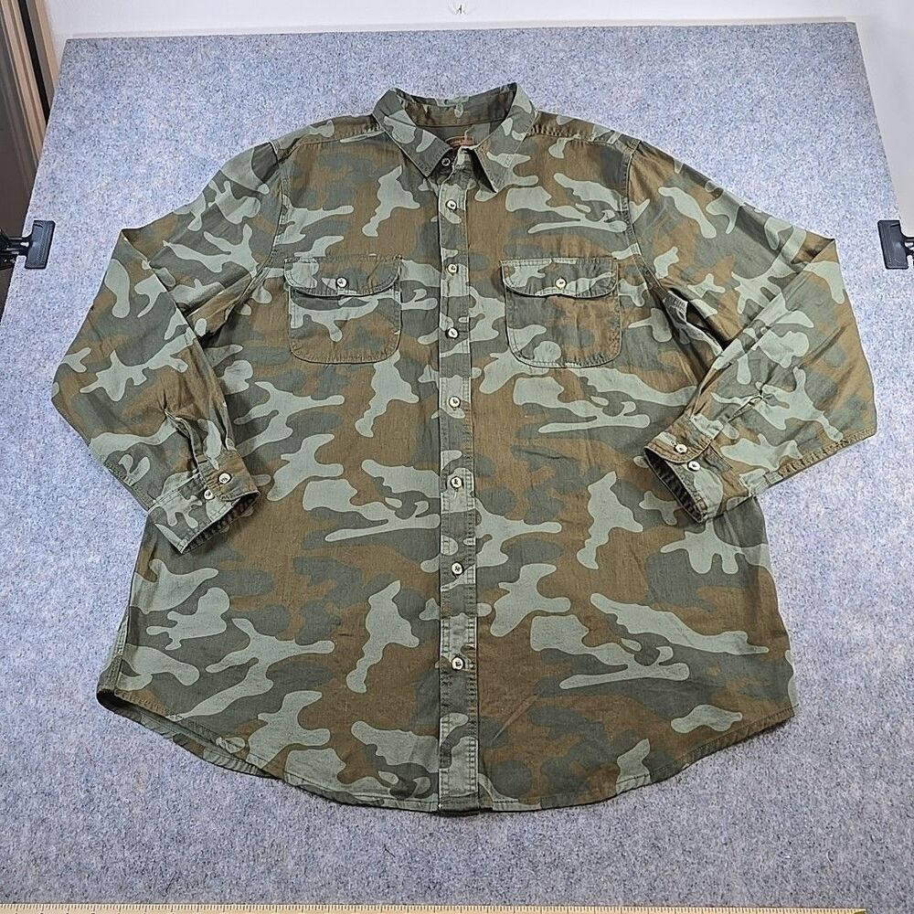 Boulder Creek 79-5347-4 Men's Camo Button Up Long Sleeve Shirt Heavyweight 2XLT